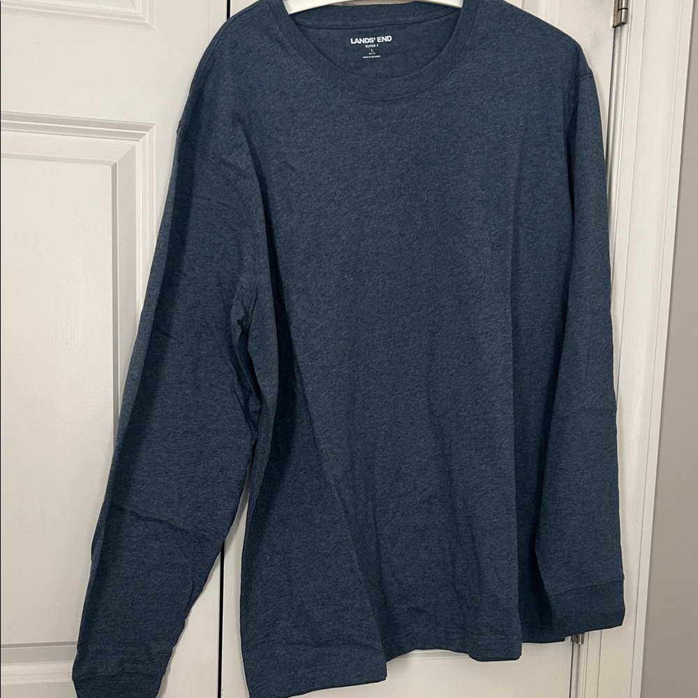 Lands' End Men's Dark Blue Long Sleeve Tee